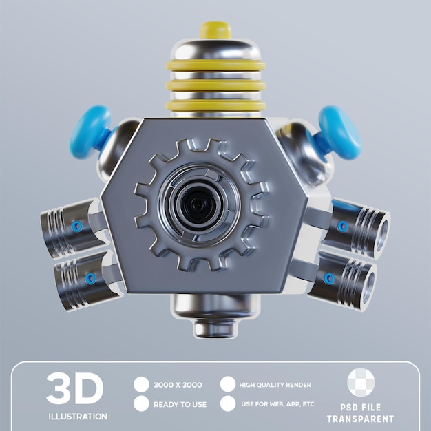 PSD Engine Piston 3D Illustration