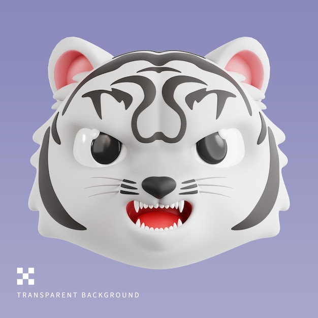 PSD Enrage White Tiger 3D Illustration