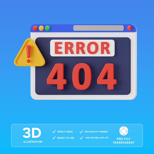 PSD Error 404 3D Illustration