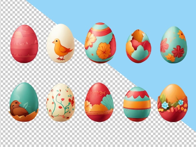 psd of a ester egg set on transparent background