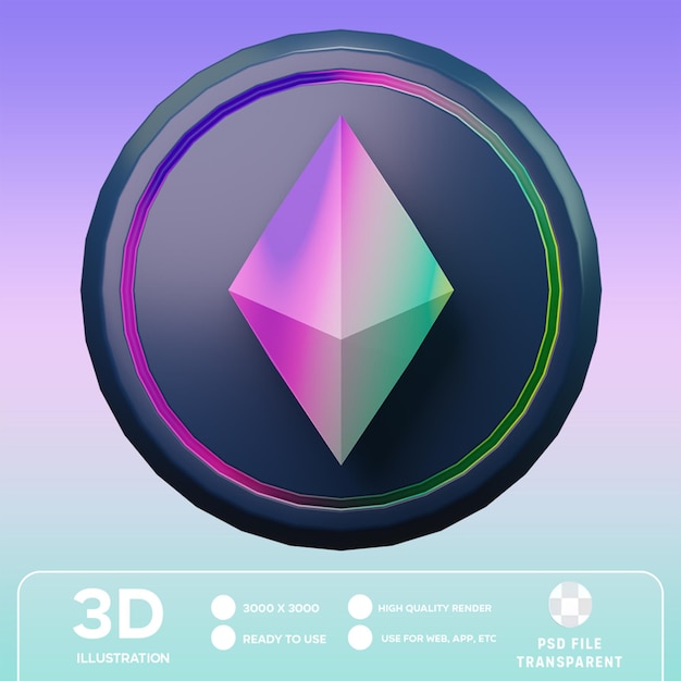 PSD psd ethereum coin 3d illustration