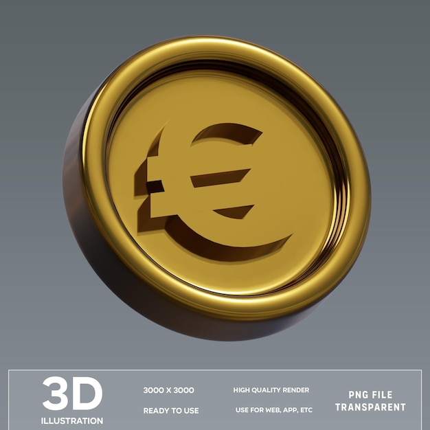 PSD euro coin 3D Illustration