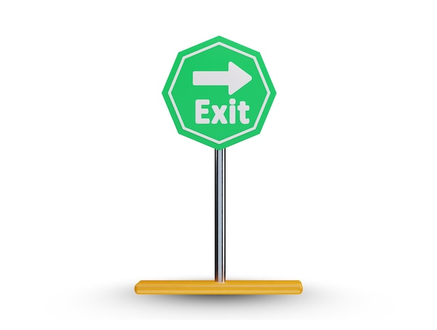 PSD Exit sign with stand 3d rendering vector icon illustration