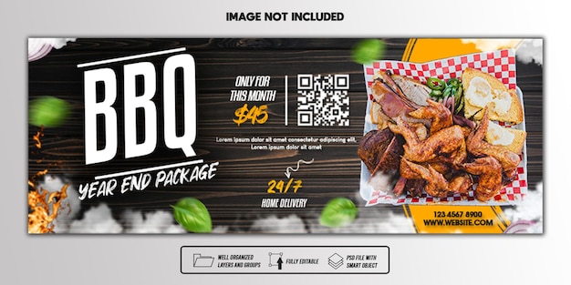 PSD psd facebook cover post banner template for restaurant food menu bbq