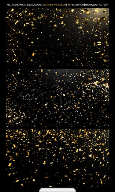 PSD falling glittering gold confetti texture