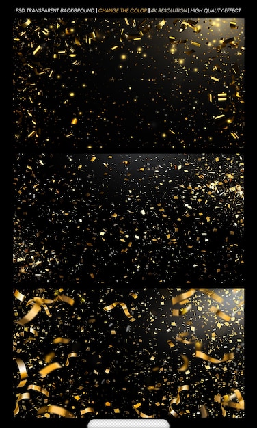 PSD falling glittering gold confetti texture