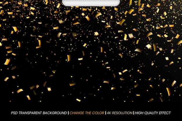 PSD falling glittering gold confetti texture