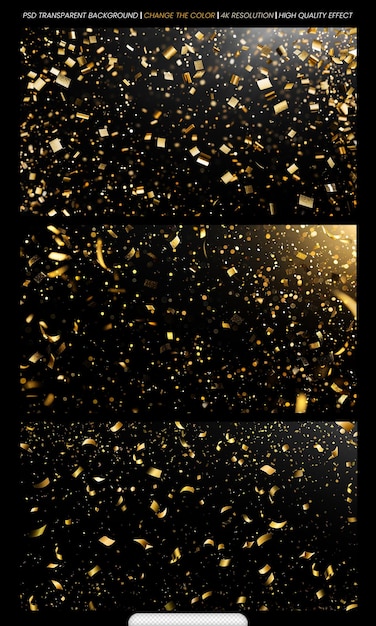 PSD falling glittering gold confetti texture