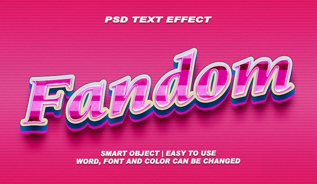 PSD fandom editable text effect 3d style