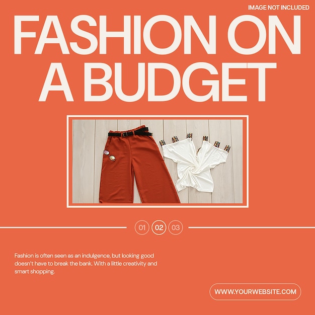 PSD Fashion on budget on orange background instagram post template