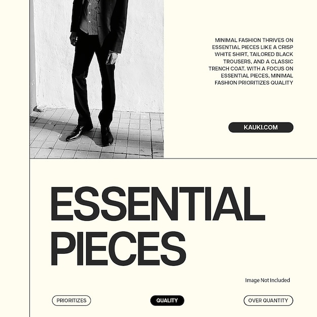 PSD psd fashion essential pieces on white background instagram post template