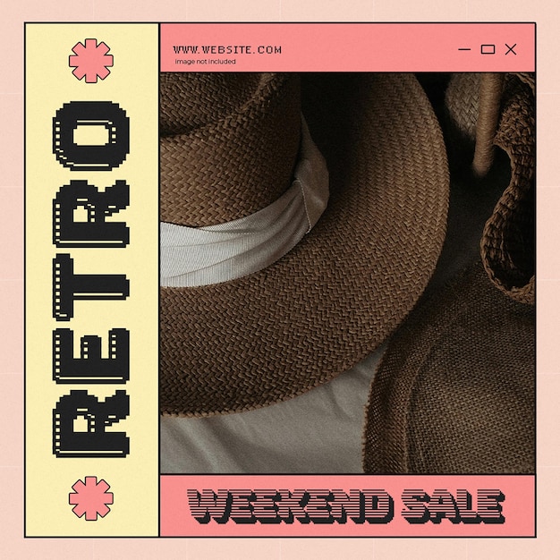 PSD Fashion retro weekend sale instagram post template