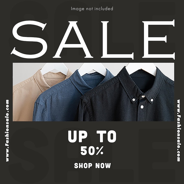 PSD Fashion sale on black background instagram post template