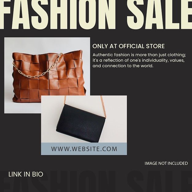 PSD Fashion sale on black background instagram post template