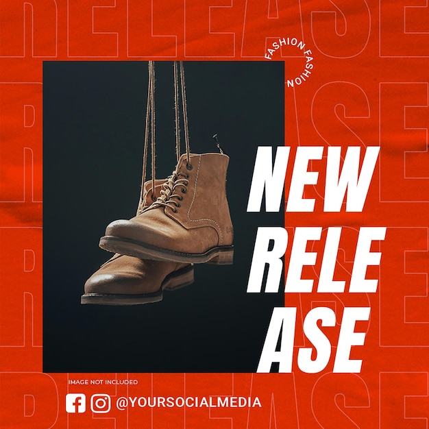 PSD psd fashion shoes new release typography design for social media and instagram post template