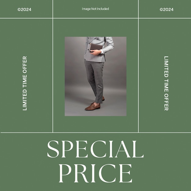 PSD psd fashion special price on dark green background instagram post template