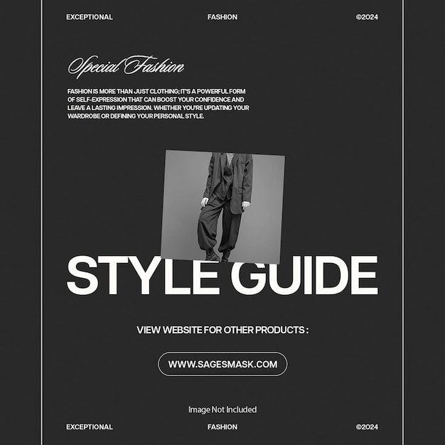 PSD psd fashion style guide on black background instagram post template