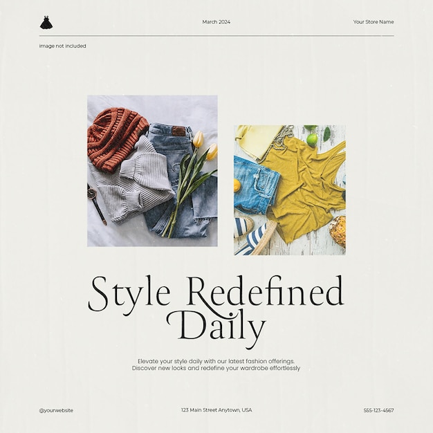 PSD Fashion style redefined daily on gray background instagram post template