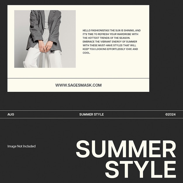 PSD psd fashion summer style on black background instagram post template