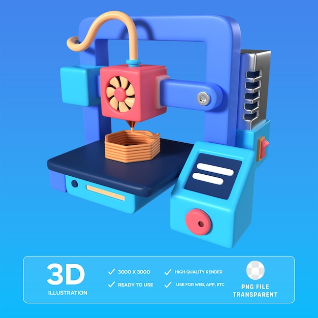 PSD fdm 3D printer 3D Illustration