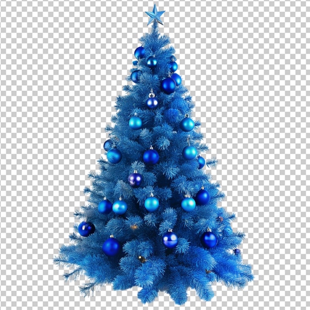 PSD of a festive blue Christmas tree on transparent background