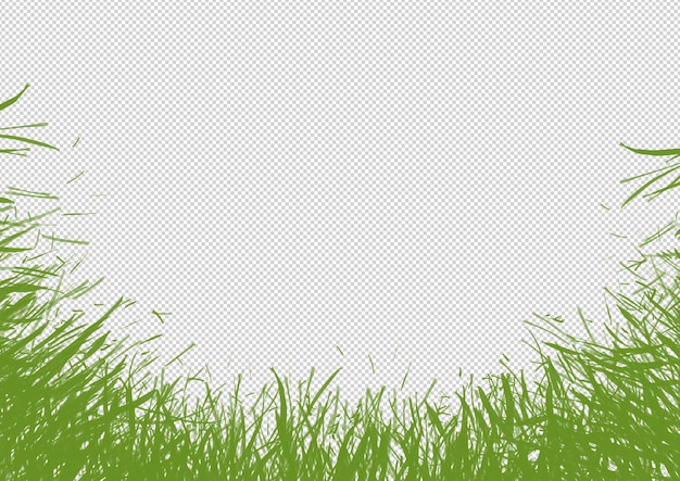 PSD file handdrawn minimal artistic freestyle green grass on a transparent background