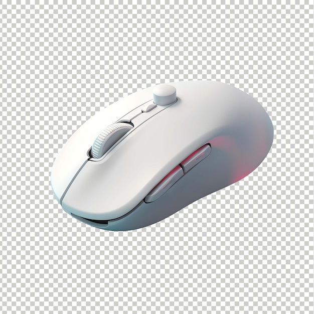 PSD file A white computer mouse with a red light on the bottom