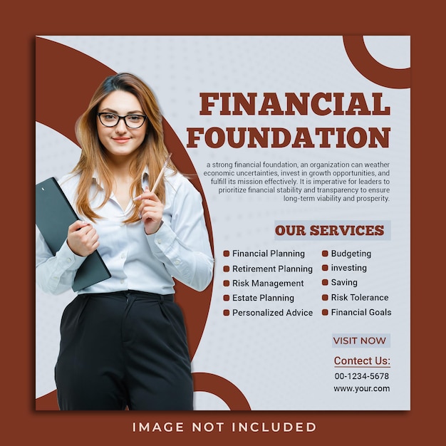 PSD Financial founfation services social media posts banner and web banner template design