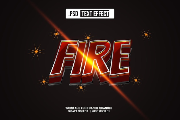 PSD Fire 3D Text Effect Editable