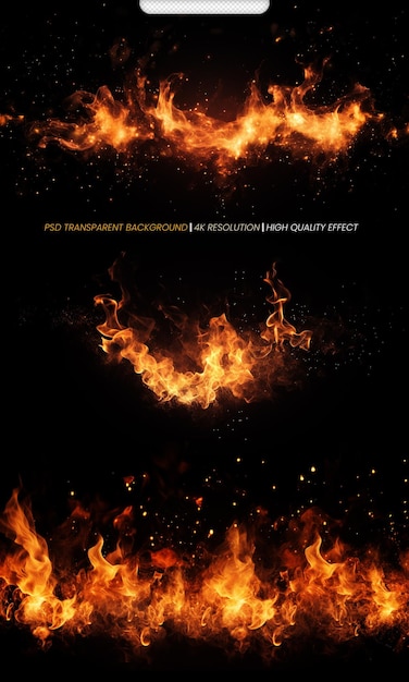 PSD fire flames isolated on transparent background