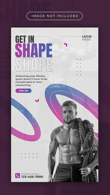 PSD fitness gym flyer social media instagram story template design