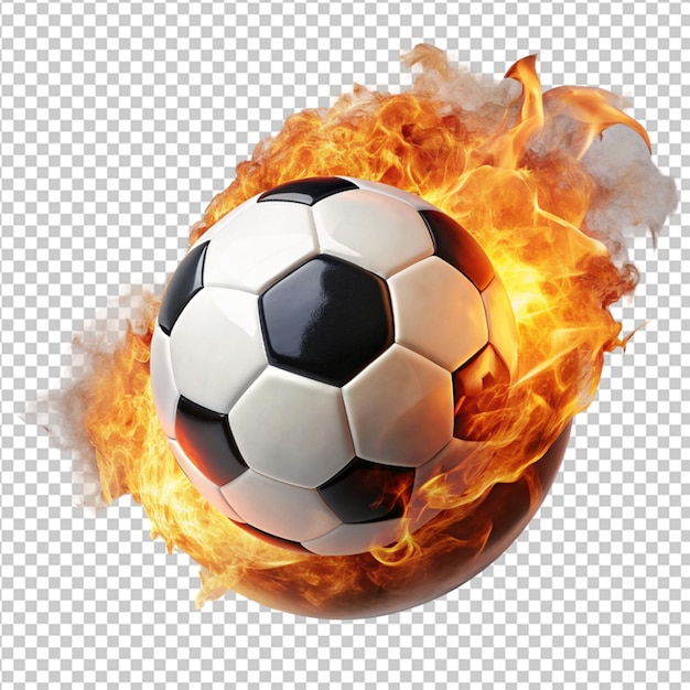 PSD of a flaming soccer ball representation on transparent background