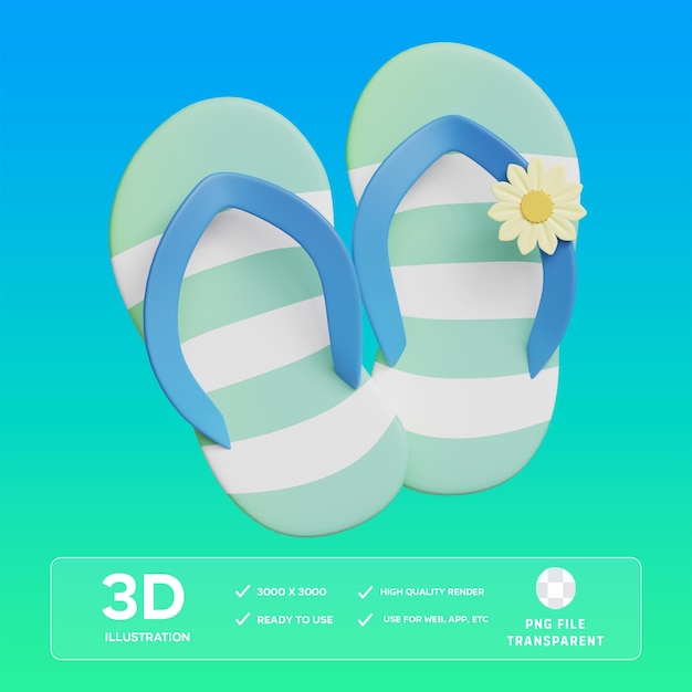 PSD Flip Flops 3D Illustration