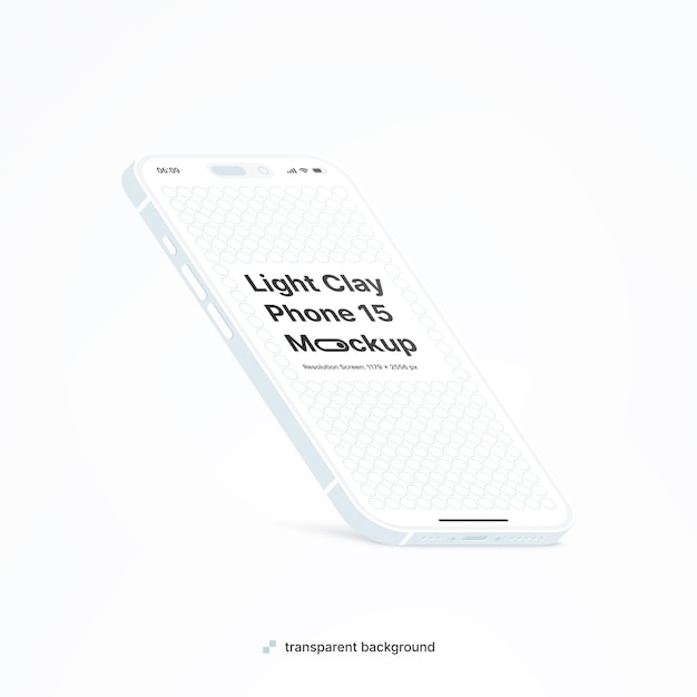 PSD Floating Isometric Clay White Phone Mockup with editable background