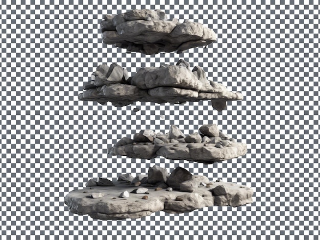 PSD psd floating pieces of a rock platforms isolated on transparent background