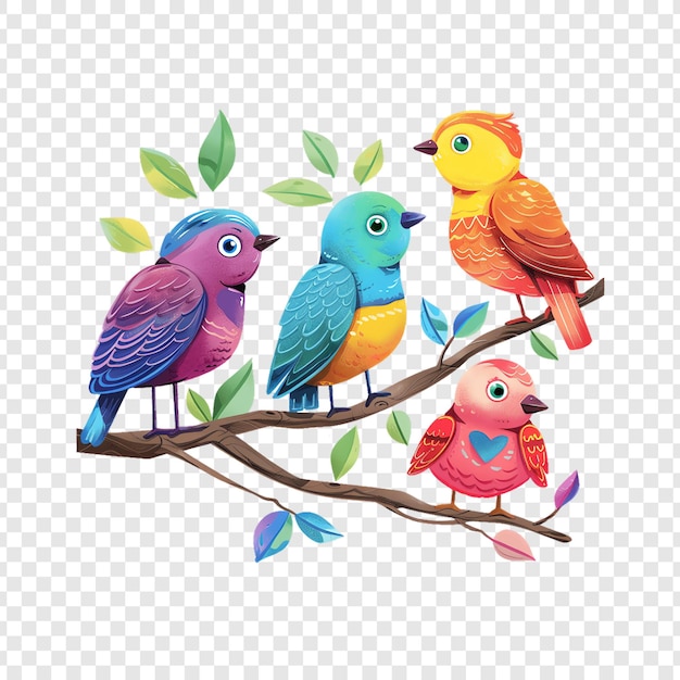 PSD Flock of Birds with Isolated Slices on Transparent Background