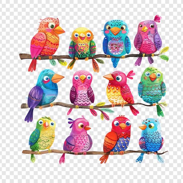 PSD Flock of Birds with Isolated Slices on Transparent Background