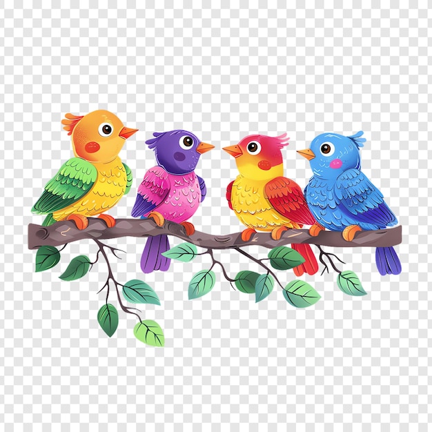 PSD Flock of Birds with Isolated Slices on Transparent Background