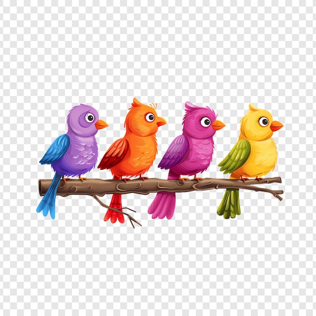 PSD Flock of Birds with Isolated Slices on Transparent Background