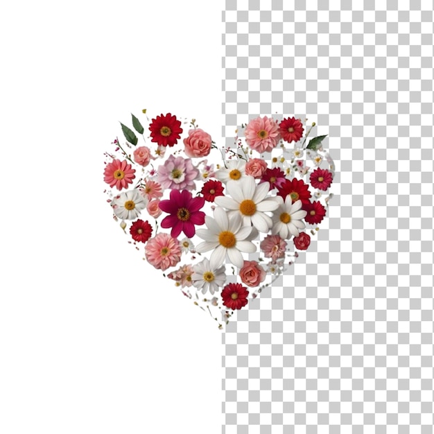 PSD flower heart isolated on a transparent white background