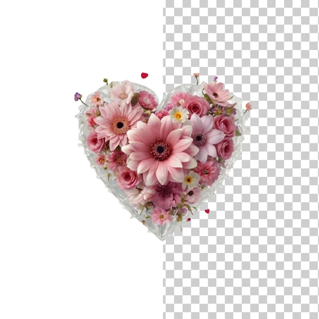 PSD flower heart isolated on a transparent white background