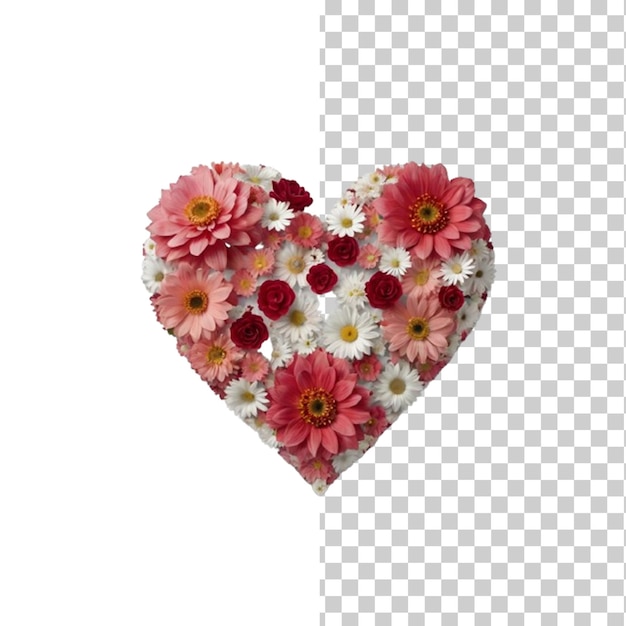 PSD flower heart isolated on a transparent white background