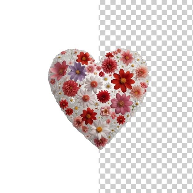 PSD flower heart isolated on a transparent white background