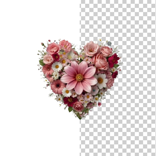 PSD flower heart isolated on a transparent white background