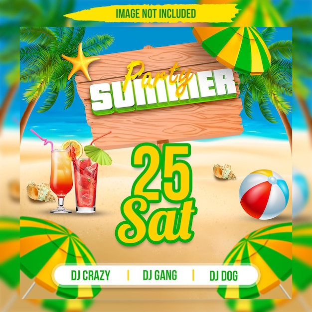 PSD flyer summer party social media template