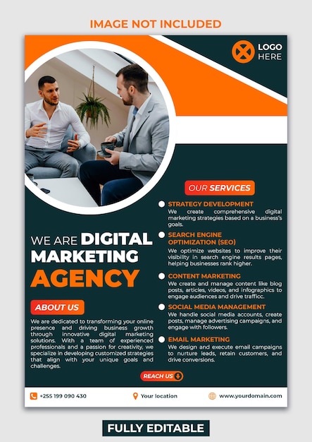 PSD flyer template for a digital marketing company called digital marketing