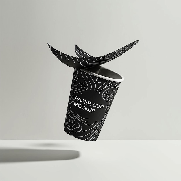 PSD psd flying paper cup mockup