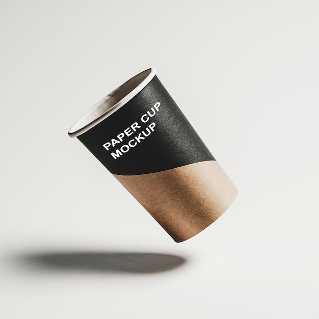 PSD psd flying paper cup mockup