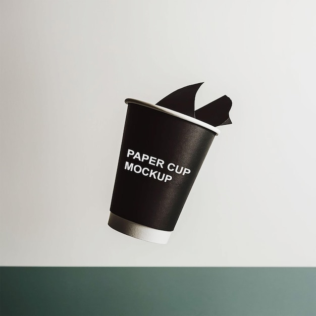 PSD psd flying paper cup mockup