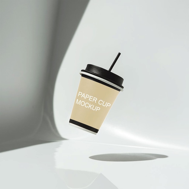 PSD psd flying paper cup mockup